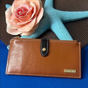 🖤NWOT🔺Andoilt Tan Leather Wallet RFID Blocking Credit Card Holder Zipper